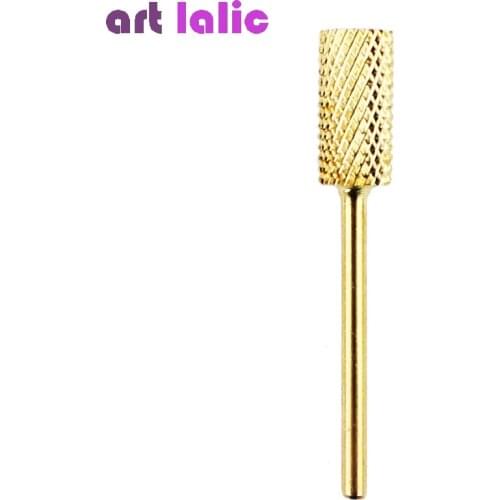 1pcs Cylindrical Gold Carbide Grinding Drill Head Nail Art Electric Drill Bit Manicure Tool for Nail Dead Skin Remove