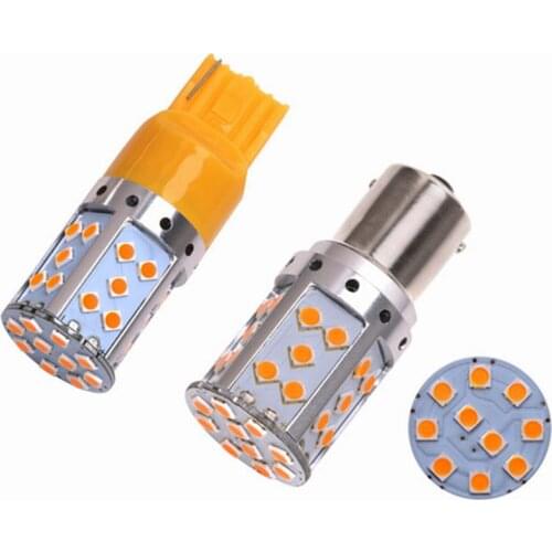 2pcs/lot 1156/7440 Car Light Bulbs 35W SMD3030 Yellow Color 35 LED Daytime Running Light Turn Signal Light Stop Lights DC12-24V