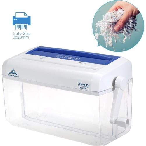 3-in-1 A4 Mini Portable Hand Paper Shredder Household Manual Shredder Document File CD Credit Card Cutting Machine Tool for Home
