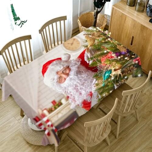 3d Christmas Tree Tablecloth Santa Claus Bring Gift for You Rectangular/Round Table Cloth Cover Towel