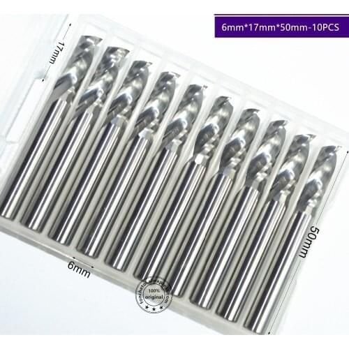 6mm*17mm,10pcs,Free shipping 1 Flute End Mill,CNC machine milling Cutter,Solid carbide woodworking tool,PVC,MDF,Acrylic,wood