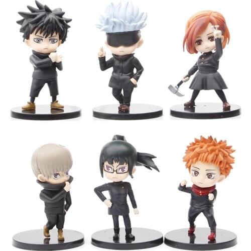 6pcs/Set Q Ver Anime Jujutsu Kaisen Yuji Itadori Mysterious Megumi Gisaki Roses Gojo Satori Zenin Maki PVC Action Figure Kawaii