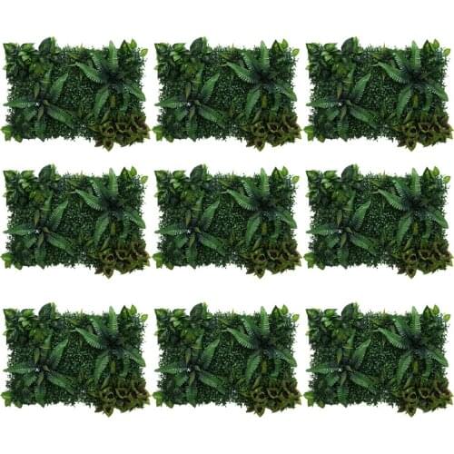 9Pieces Artificial Plant Lawn Background Wedding Grass Wall Backdrop, Greenery Privacy Screen Fence