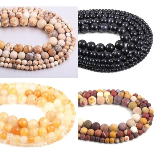 Natural Stone Beads Mineral Picture Amazonite Loose Spacer Beads for Jewelry Making Bracelet DIY Necklace Accessories