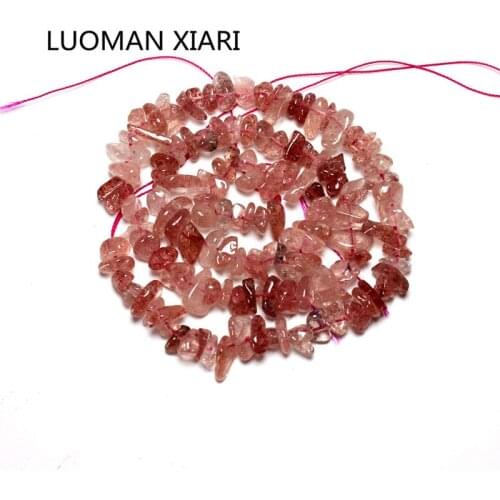Wholesale Irregular Gravel Shape 5-8 mm Strawberry Quartz Natural Stone Beads For Jewelry Making DIY Bracelet Necklace 15