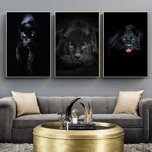 Black Leopard Panther Canvas Painting Wall Pictures for Living Room Wall Art Wild Animals Posters Prints Home Cuadros Decoration