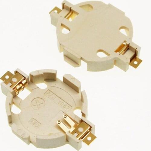 CR2032 2032 3V SMT Button Battery Case Cell Holder Socket Batteries Holder with White Gold Plating BS-2032-12