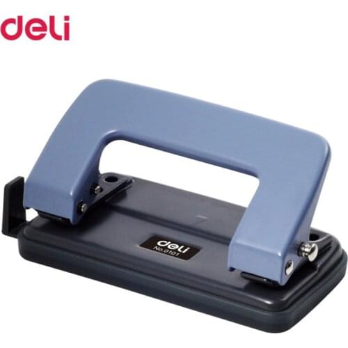 Deli School Office Metal Double Hole Puncher Hand Paper Punch Iron Single Hole Paper Punchs, Metal White Blue Normel Style Punch