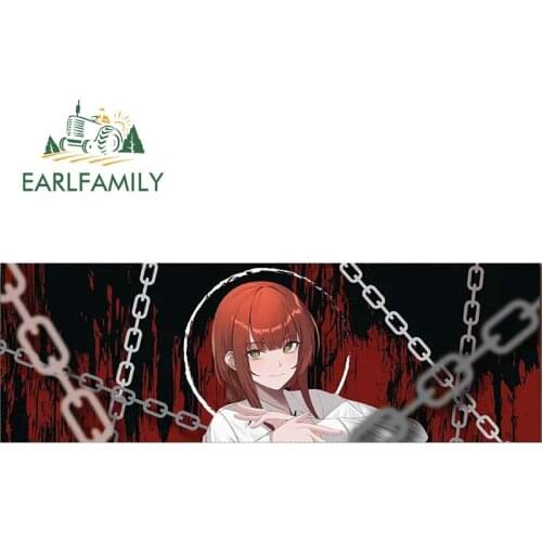 EARLFAMILY 13cm x 4.8cm for Chainsaw Man Makima Slap Car Stickers Air Conditioner Surfboard Decals Waterproof Sunscreen Decor