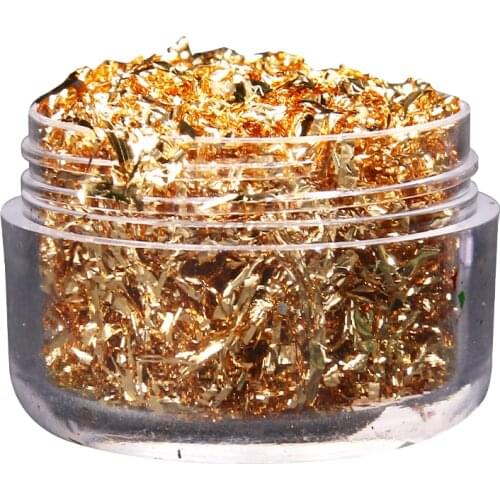 Imitation Gold Foil Flake Champagne Gold Leaf Flake in Nail Decoration Painting Craft Frame Colorful