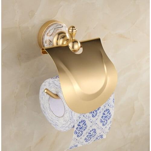 Quality Gold Toilet Paper Holder in Wall/Roll Holder/Aluminum Tissue Holder Bathroom Accessories