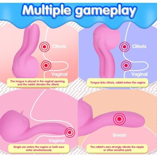 Rabbit Shape Tongue Licking Vibrator Sex Toy For Women Vagina Breast Clitoris Stimulation Female Masturbation Nipper Massager