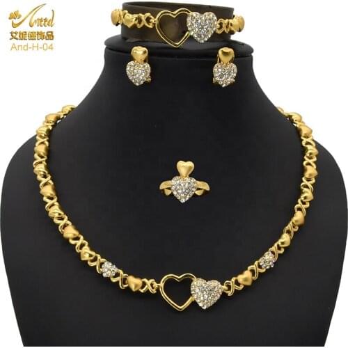 ANIID Necklace Sets For Women Dubai Habesha Eritrea Gold Jewelery Nigerian Wedding Jewelry Set High Quality Heart Bridal Indian
