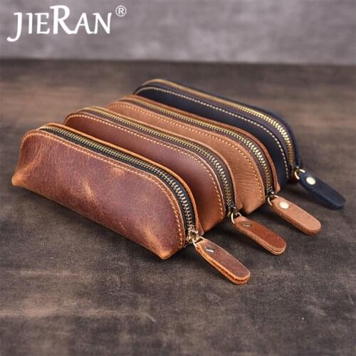 Key Wallet Key Holder Handmade Genuine Leather Vintage Retro Zipper Long Keys Bag Case Keychain Wallet Key Holder Organizer