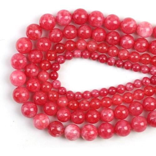 Red Angelite Natural Stone Beads Smooth Round Loose Spacer Beads 15" 6/8/10/12mm For Jewelry Making DIY Bracelet