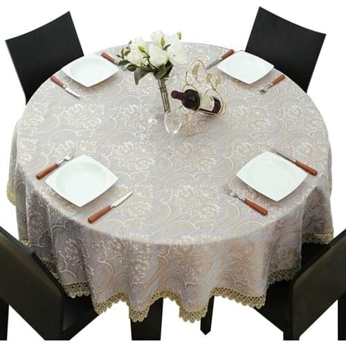 European Style Lace Hollowed Out Cloth Tablecloth Cotton Hemp Round Tablecloth Large Round Table Dining
