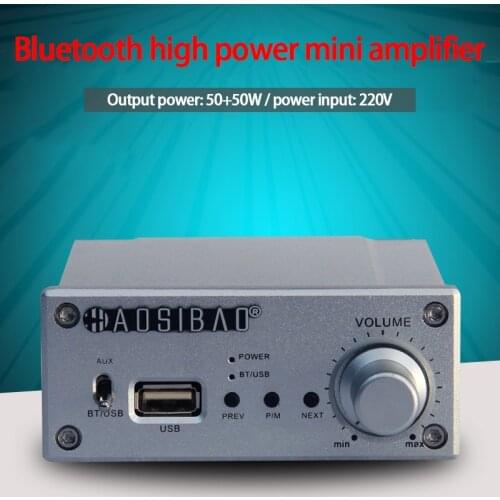 KYYSLB 50+50W 220V Bluetooth Mini Digital Amplifier High-power USB Lossless Decoding Amplifier Fever Desktop HIFI Audio Stereo