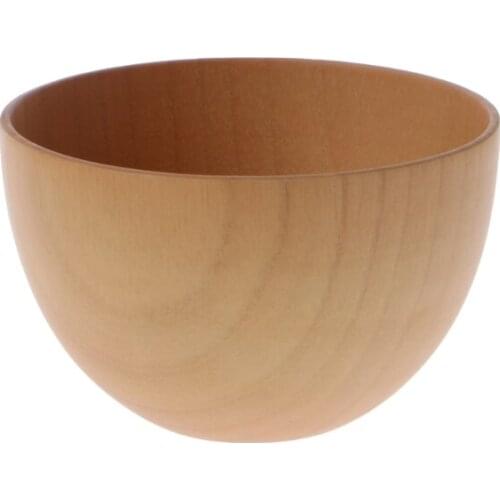 1Pc Natural Wooden Bowl For Serving Rice Soup Round Wood Salad Dishes Handmade
