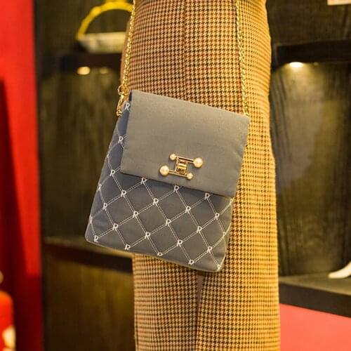 Design Customized Logo Velvet Fabric 2021 DIY OL Diamond Lattice Cover Golden Chain Lock Material Kit Women Bag Flap Crossbody