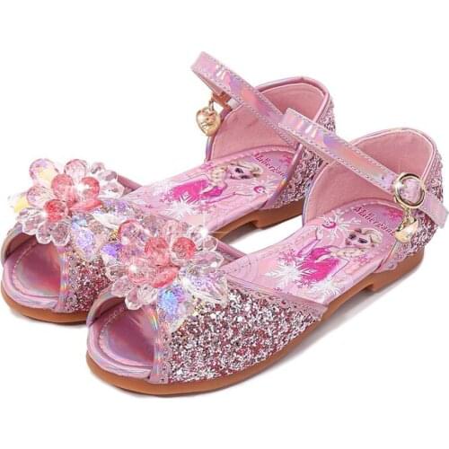 New Summer Toddler Girls Elsa Sandals Glitter Rhinestone Party Princess Sandal Girl Kids Little Frozen Sandals