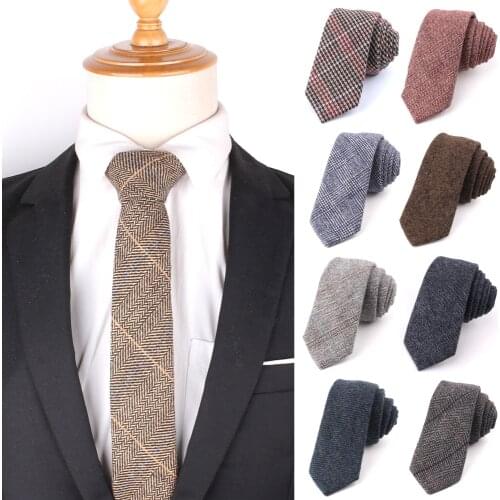 New Skinny Wool Neck Ties For Men Women Casual Plaid Necktie For Boys Girls Woollen Suit Tie Groom Necktie For Wedding Gravatas