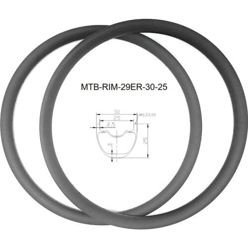 29er mtb bike rim XC AM 30x25mm hookless carbon mtb rims 380g race bike wheel tubeless bicycle rims Mountain bike rim ERD 594mm