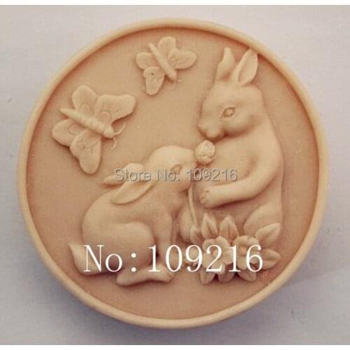 Wholesale!!!1pcs Parent-child Rabbit (ZX853) Silicone Handmade Soap Mold Crafts DIY Mold