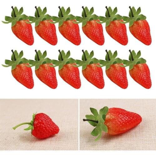 12PCS Lifelike Artificial Strawberry Realistic Fake Strawberry Fake Fruit Photography Props Home Decor DIY Accessories