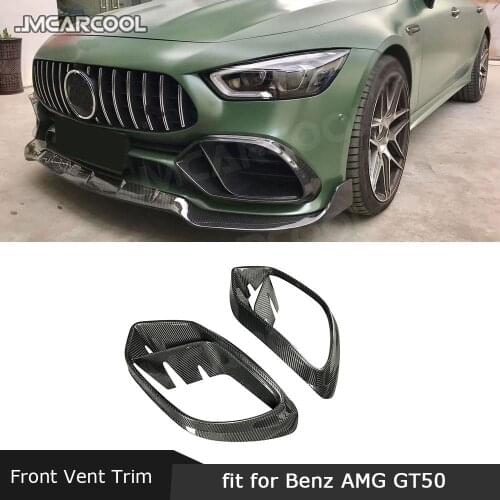 Dry Carbon Fiber / FRP Front Bumper Air Vent Trim Mesh Grill For Benz AMG GT50 GT53 GT43 2019 2020 B Style Outlet Covers