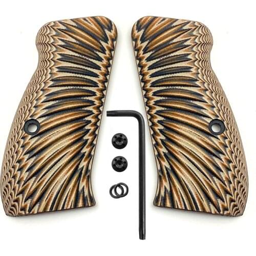 Custom G10 CZ75 Grips for CZ 75/85 Compact, CZ P-01, P100, C100, T100, PCR, CZ 75 D, Gun Grips Screws Included, Sunburst Texture