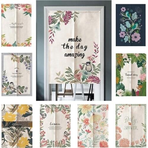Modern Minimalist Door Curtain Floral Short Curtains Bathroom Door Screen Washable Kitchen Drapes Cafe Living Room Decor