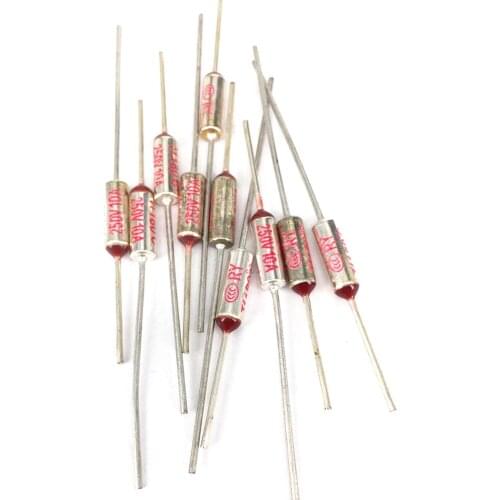 Temperature 98 100 200 285 Degree C Plastic Metal 12x6mm LxD Thermal Fuse TF Cutoff 250V 10A Electric Cooker Fuse