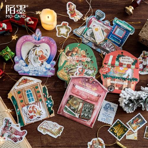 Vintage stamp Merry Christmas series Journal Decorative Gold Stickers Scrapbooking Stick Label Diary Stationery Album Stickers