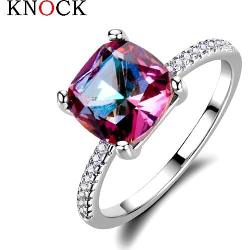 KNOCK High quality Exquisite Bijoux Fashion Square Wedding & Engagement Ring Made With Cubic Jewelry