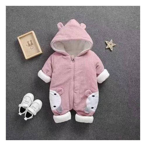 Winter Warm Newborn Baby Rompers hoodies cute infant 0-18Months Baby Clothes