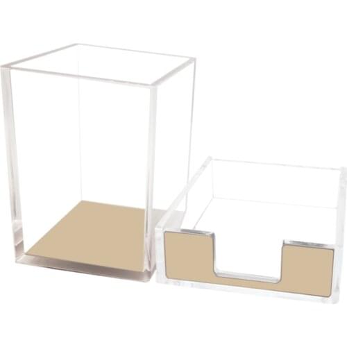 Gold Memo Pad Holder Pencil Cup Set Notes Cube Tray Glitter Desktop Accessories Dispenser Pot for Office School Desk Organizers