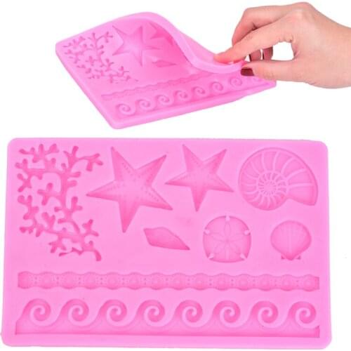 1 Piece Of Brand New Fondant Silicone Mold Starfish Shell Seaweed Cake Decoration Mold Starfish Shell Chocolate Cookie Mold