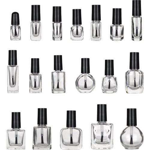 10pcs/lot 3ml 5ml 10ml 15ml Empty Glass Nail Polish Bottles with Brush Nail Oil Glass Containers