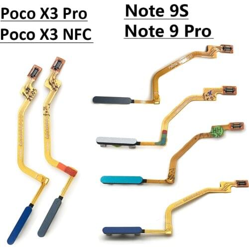10Pcs/Lot, Fingerprint Sensor Home Return Key Menu Button Flex Cable For Xiaomi Redmi Note 9 Pro 9s / Mi Poco X3 NFC Home Button