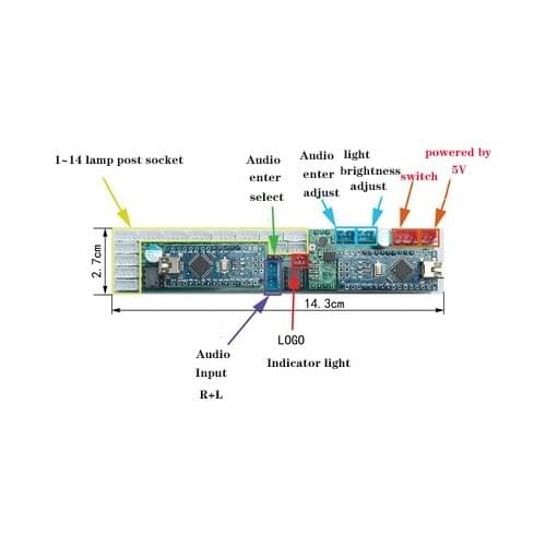 14-segment 7-segment spectrum analyzer level indicator music spectrum light control board