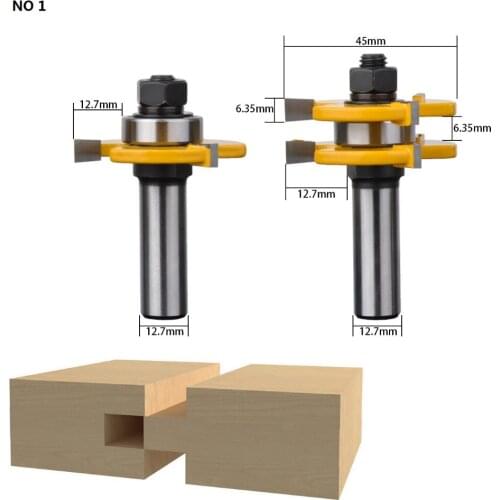 2 Bit Tongue and Groove Router Bit Set Wood Milling Cutter Flooring Knife 0.25 Inch Shank Groove Router Bit