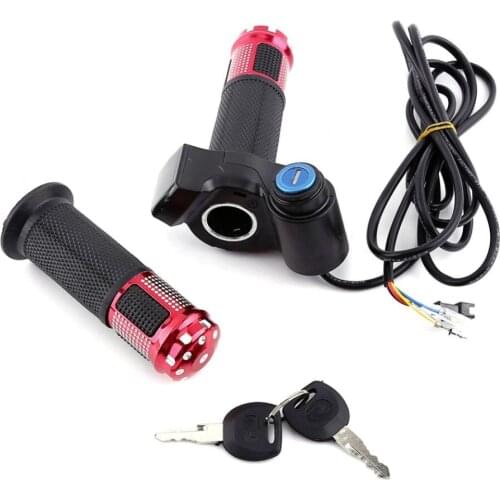 4 Colors Twist Throttle Grip Handlebar With LED Display Screen Handle With Key Knock For Electric Bike Display Indicator/Lock