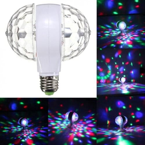 6W 110v 220v Colorful Auto Rotating RGB Crystal Stage Light Magic Double Balls DJ Party Sisco Effect Bulb Lamp