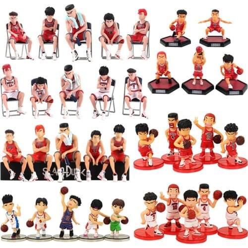 7-11cm 5pcs/set Slam Dunk Basketball Player Figure Hanamichi Sakuragi Rukawa Kaede Akagi Takenori Miyagi Ryota Shohoku Model Toy