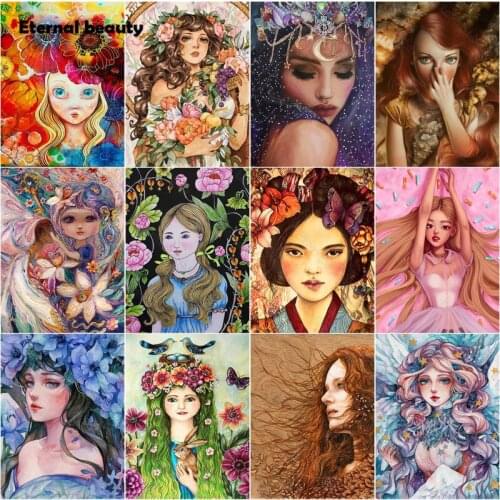 Diamond Painting Portrait Beautiful Girls Full Diamond Embroidery Home Decoration Diamond Mosaic Art Painting Cross Stitch Kirs