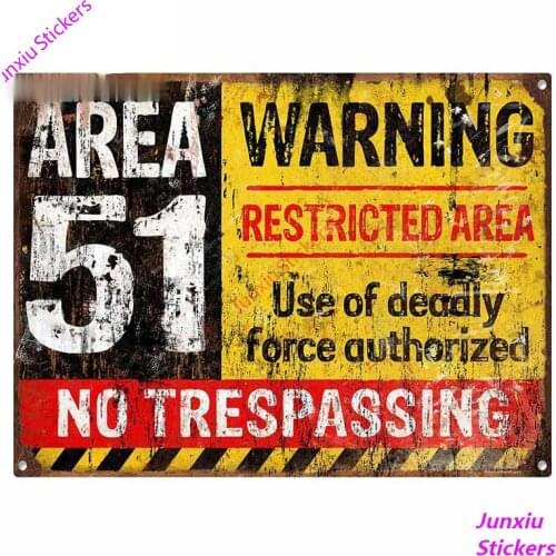 No Trespassing Area 51 Car Sticker Waterproof Scratch-proof for Bumper Window Laptop Trunk Decal Windshield Decoration KK13*10cm