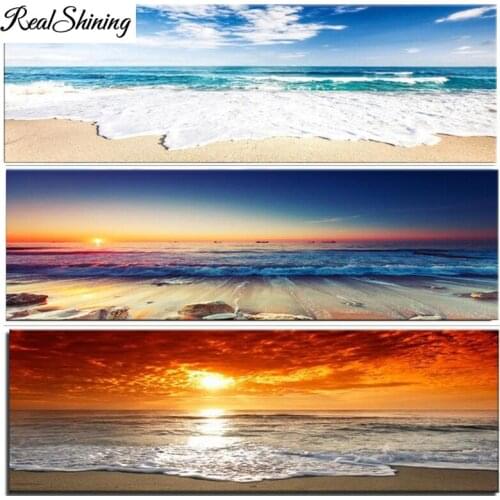 Large 5d DIY Diamond Painting Cross-Stitch"sunset seascape"nature Diamond Mosaic Embroidery Panorama Scandinavian Decor FS6816