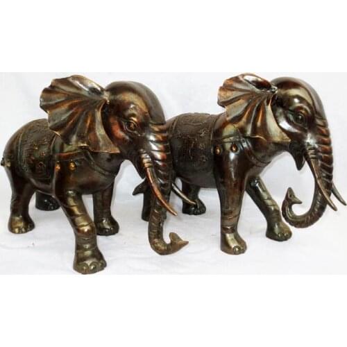 27cm Chinese Pure Copper Feng Shui bronze elephant Office Home Creative Crafts Decoration