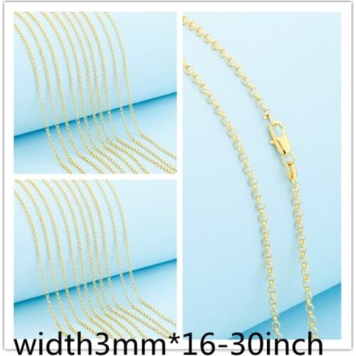 Promotion Wholesale Gold Filled Necklace Fashion Jewelry 3MM CROSS "16-30" Inches Pendant Chain Lobster clasp