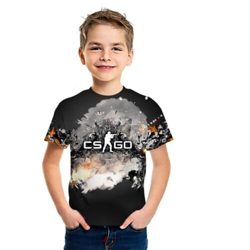 Cs Go Games Summer Comfortable T-Shirt Cotton Top Childrens Loose T-Shirt 2021 3D Printing Boys And Girls' Harajuku Short tee